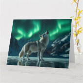 Wolf heult unter den Nordlichtern Karte (Gelbe Blume)