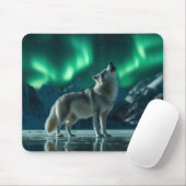 Wolf heult unter den Nordlichtern Mousepad (Mit Mouse)