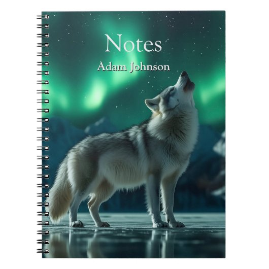 Wolf heult unter den Nordlichtern Notizblock (Vorderseite)