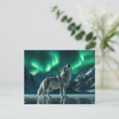 Wolf heult unter den Nordlichtern Postkarte (Stehend Vorderseite)
