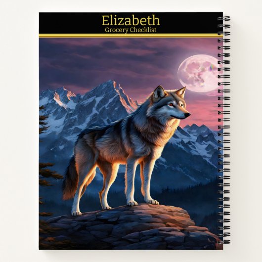Wolf heult unter einem Mondlicht Notizblock (Rückseite)