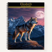 Wolf heult unter einem Mondlicht Notizblock (Vorderseite)