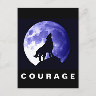 Wolf heult zum Mond Mut Motivierend Postkarte