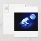 Wolf heult zum Mond Postkarte (Vorne/Hinten)