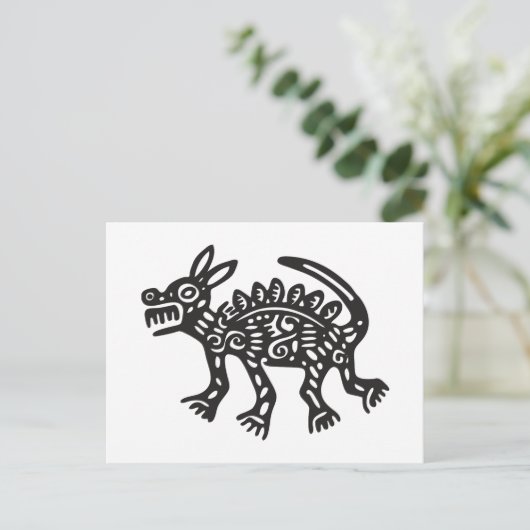 Wolf, Hieroglyph (Maya) Postkarte (Stehend Vorderseite)