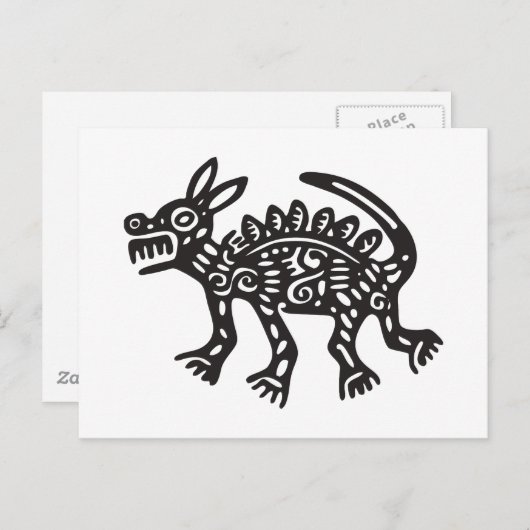 Wolf, Hieroglyph (Maya) Postkarte (Vorne/Hinten)