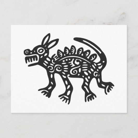 Wolf, Hieroglyph (Maya) Postkarte (Vorderseite)