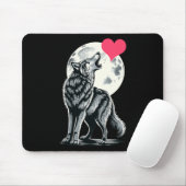 Wolf Holding Heart Valentine's Day Cute Wolves Val Mousepad (Mit Mouse)
