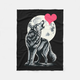 Wolf Holding Heart Valentinstag Niedliche Wölfe Va Fleecedecke
