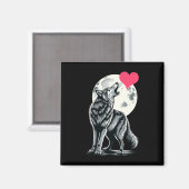 Wolf Holding Heart Valentinstag Niedliche Wölfe Va Magnet (Vorderseite/Rückseite)
