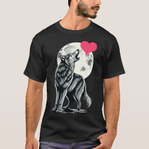 Wolf Holding Heart Valentinstag Niedliche Wölfe Va T-Shirt