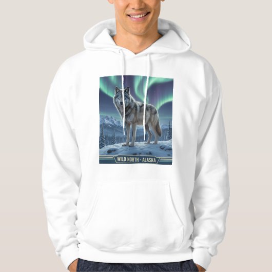 Wolf Hoodie 🐺 ❄️ | Northern Lights Art (Vorderseite)