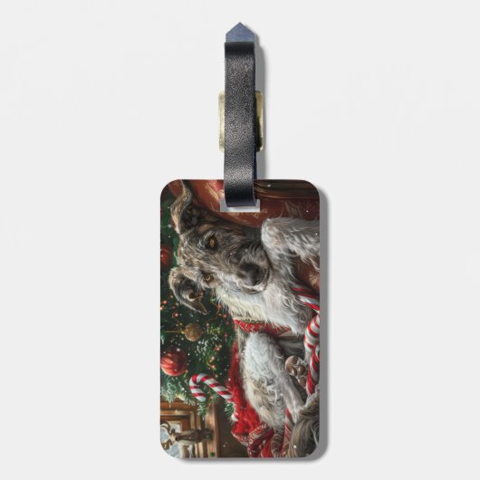 Wolf Hound Dog Weihnachtsfest Gepäckanhänger (Rückseite vertikal)