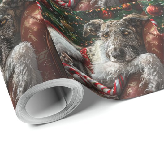 Wolf Hound Dog Weihnachtsfest Geschenkpapier (Rolleneckpunkt)