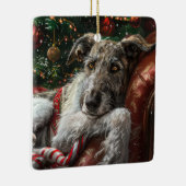 Wolf Hound Dog Weihnachtsfest Keramikornament (Rechts)