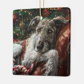 Wolf Hound Dog Weihnachtsfest Keramikornament (Links)