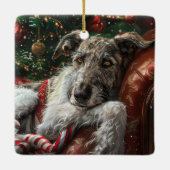 Wolf Hound Dog Weihnachtsfest Keramikornament (Rückseite)