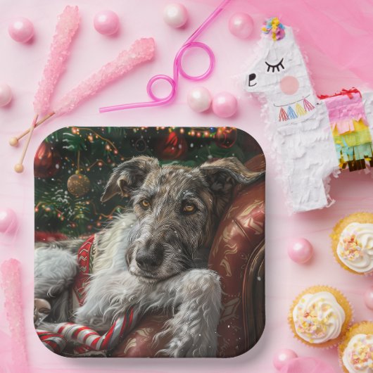 Wolf Hound Dog Weihnachtsfest Pappteller (Party)
