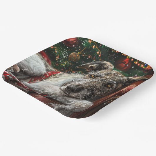 Wolf Hound Dog Weihnachtsfest Pappteller (Gewinkelt)