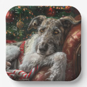 Wolf Hound Dog Weihnachtsfest Pappteller (Vorderseite)