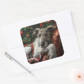 Wolf Hound Dog Weihnachtsfest Quadratischer Aufkleber (Umschlag)