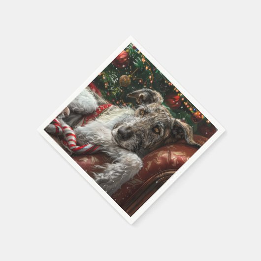 Wolf Hound Dog Weihnachtsfest Serviette (Ecke)