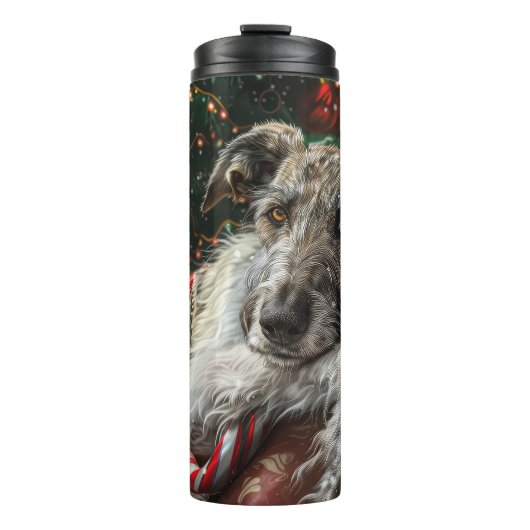 Wolf Hound Dog Weihnachtsfest Thermosbecher (Vorderseite)