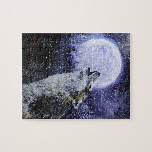 WOLF HOWL AND WINTER MOON PUZZLE (Horizontal)