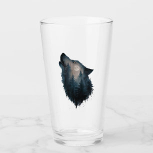 Wolf Howl Forest Moon Glas