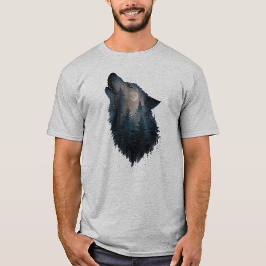 Wolf Howl Forest Moon T-Shirt (Vorderseite)