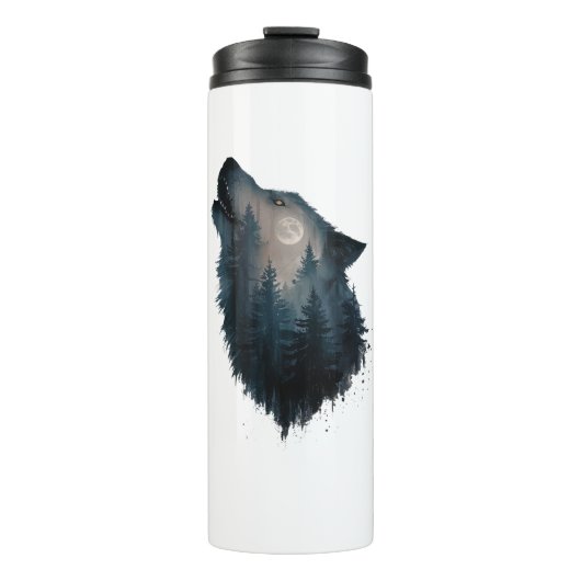 Wolf Howl Forest Moon Thermosbecher (Vorderseite)
