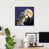 WOLF HOWL & MOON Art Poster (Heimbüro)
