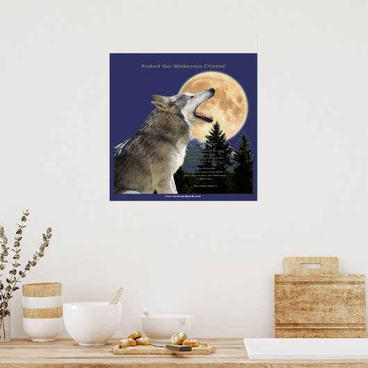 WOLF HOWL & MOON Art Poster (Küche)