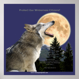 WOLF HOWL & MOON Art Poster