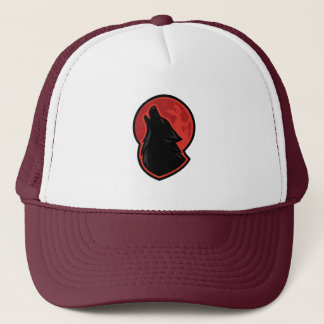 Wolf Howl Trucker Hat - Blood Moon Dark Fantasy St Truckerkappe
