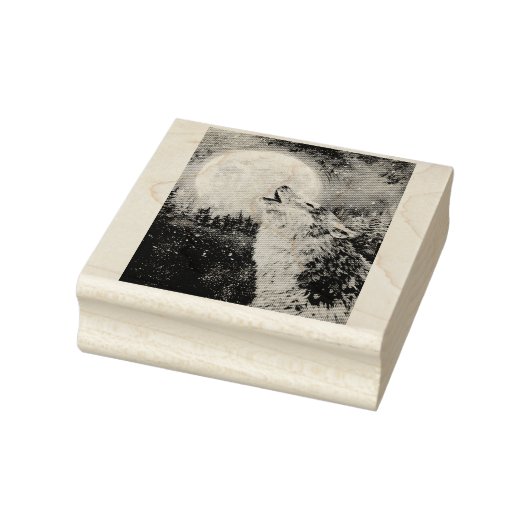 Wolf Howl und Mond Winter Rubber Briefmarke Gummistempel (Stempel)