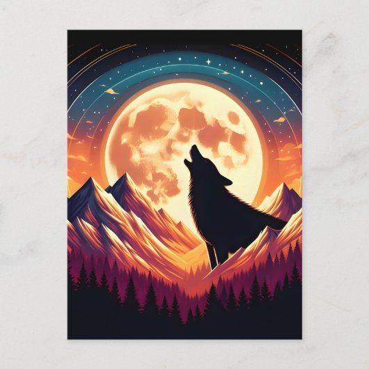 Wolf Howl unter Mondlicht Postkarte (Vorderseite)