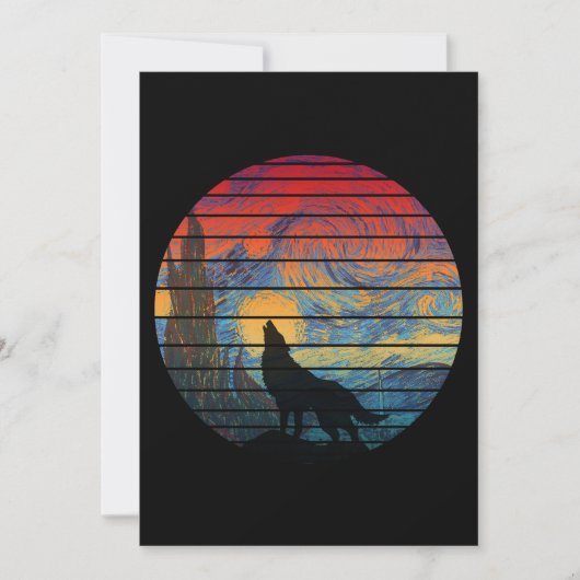 WOLF HOWLING ABSTRAKTER STIL EINLADUNG (Vorderseite)