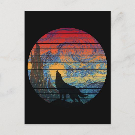 WOLF HOWLING ABSTRAKTER STIL POSTKARTE (Vorderseite)