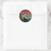 WOLF HOWLING ABSTRAKTER STIL RUNDER AUFKLEBER (Tasche)