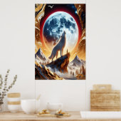 Wolf Howling am Crimson Moon Poster (Küche)