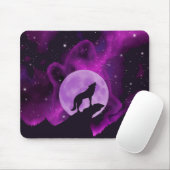 Wolf Howling am Lila Mond Mousepad (Mit Mouse)