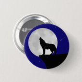 Wolf Howling am Mond Button (Vorne & Hinten)
