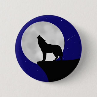 Wolf Howling am Mond Button