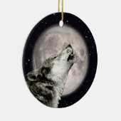 Wolf Howling am Mond, Iconic, Wolf Art, Gotik Keramik Ornament (Rechts)