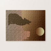 Wolf Howling am Mond in Brown und Tan Jigsaw P Puzzle (Horizontal)