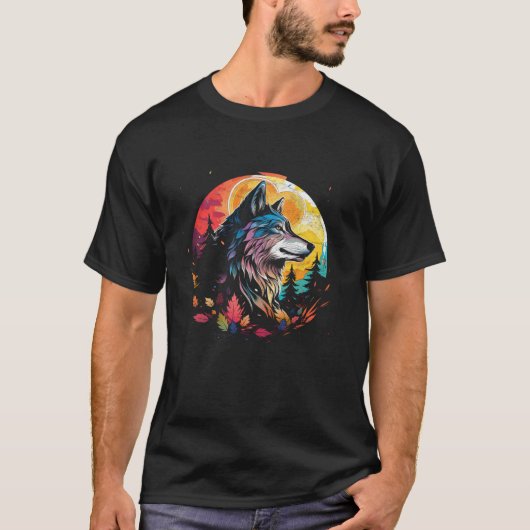 Wolf Howling am Mond Kawaii Kid s Alaskan Wild T-Shirt (Vorderseite)