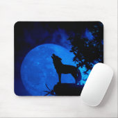 Wolf Howling am Mond Mousepad (Mit Mouse)