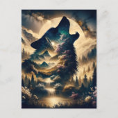 Wolf Howling am Mond Postkarte (Vorderseite)