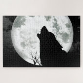 Wolf Howling am Mond Puzzle (Horizontal)